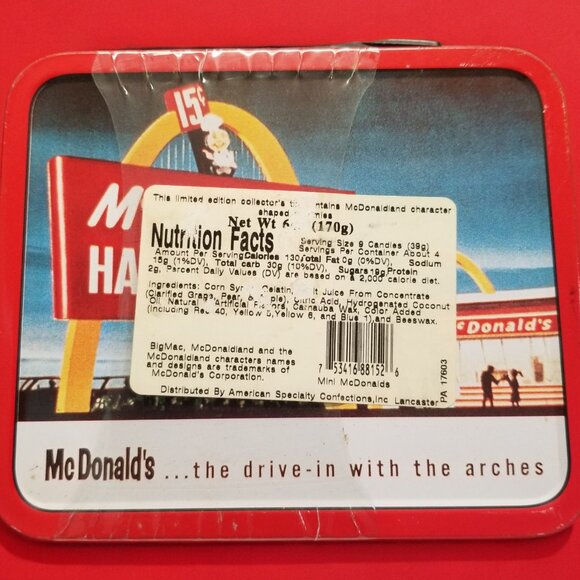 Mini Tin Lunch Box 1998 McDonald's Hamburger Golden Arches Collection Sealed - Picture 2 of 16